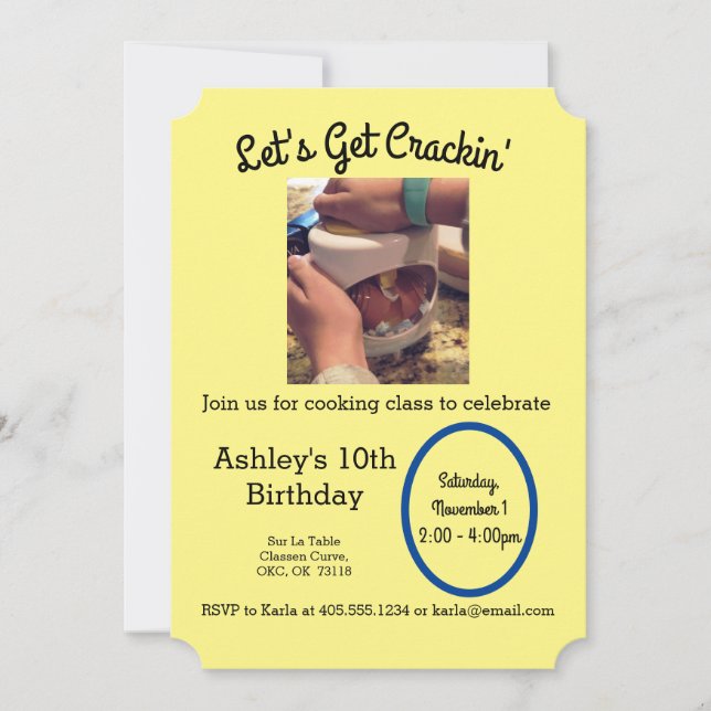 Invitación de fiesta de clase de cocina excelente (Anverso)