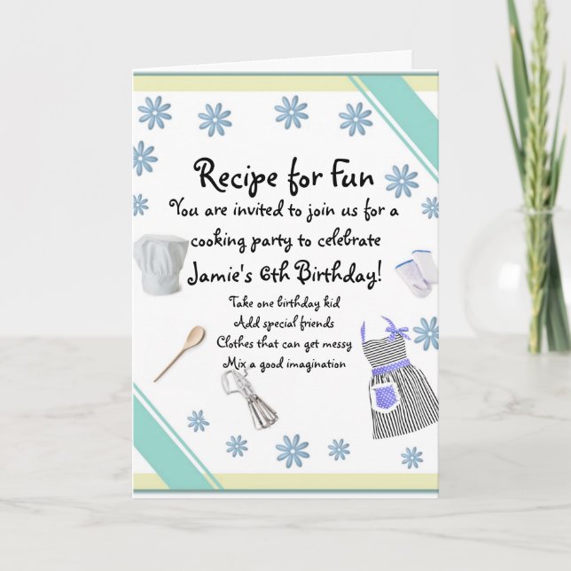 Invitación de fiesta de cocina de Chicas azules (Anverso)