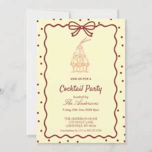 Invitación de fiesta de cóctel de Burgundy y crema