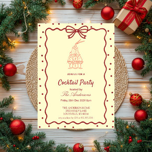 Invitación de fiesta de cóctel de Burgundy y crema