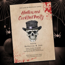 Invitación de fiesta de cóctel de cráneo vintage d