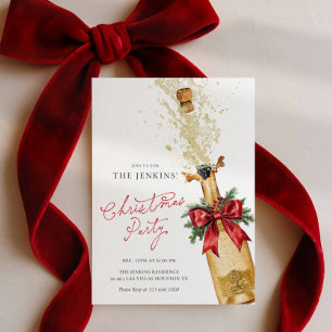 Invitación de fiesta de cóctel de Navidad roja par
