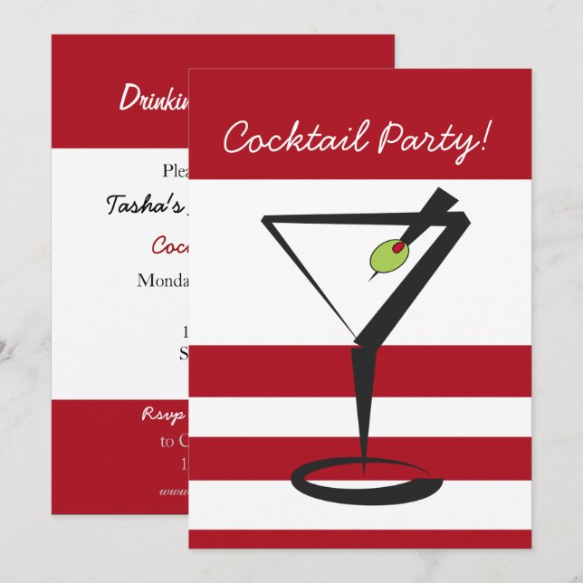 invitación de fiesta de cóctel retro (Anverso / Reverso)