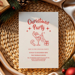 Invitación de fiesta de cóctel retro santa de Navi