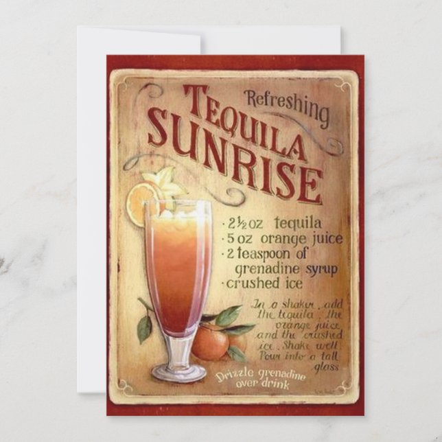 Invitación de fiesta de cóctel Tequila Sunrise (Anverso)
