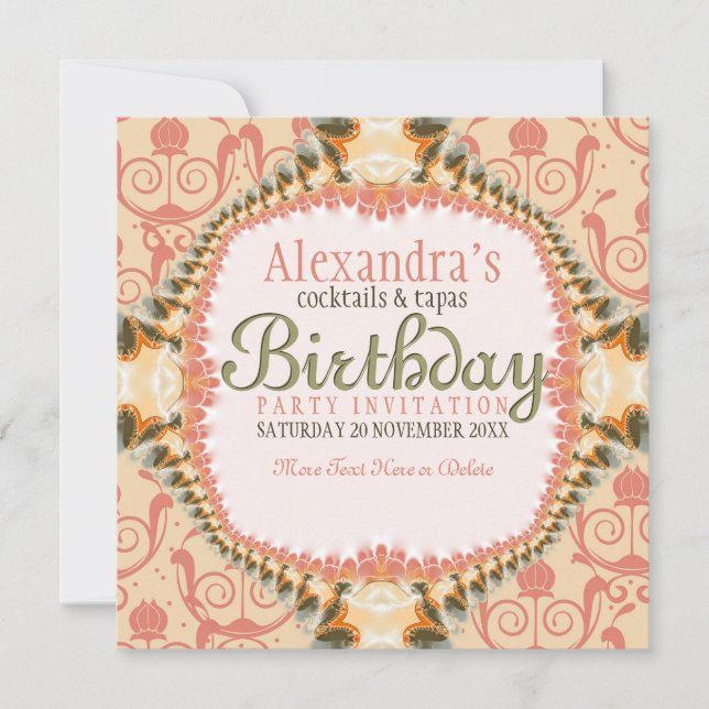 Invitación de Fiesta de cócteles de cumpleaños Art (Anverso)