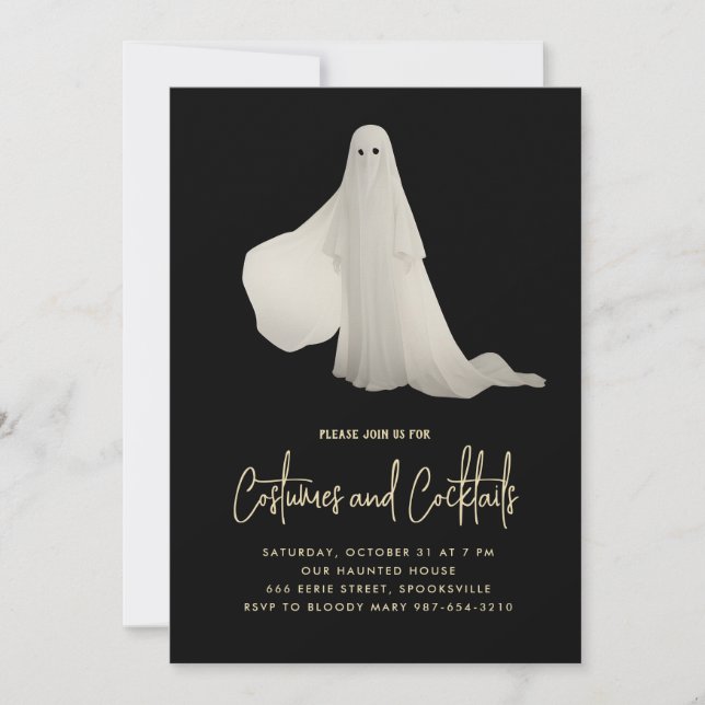Invitación de fiesta de cócteles de Halloween de f (Anverso)