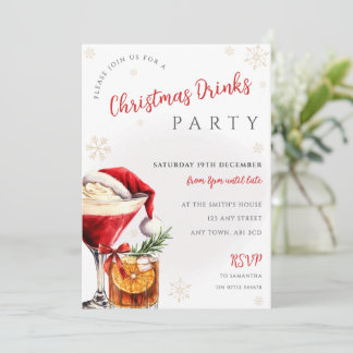 Invitación de fiesta de cócteles de Navidad con so