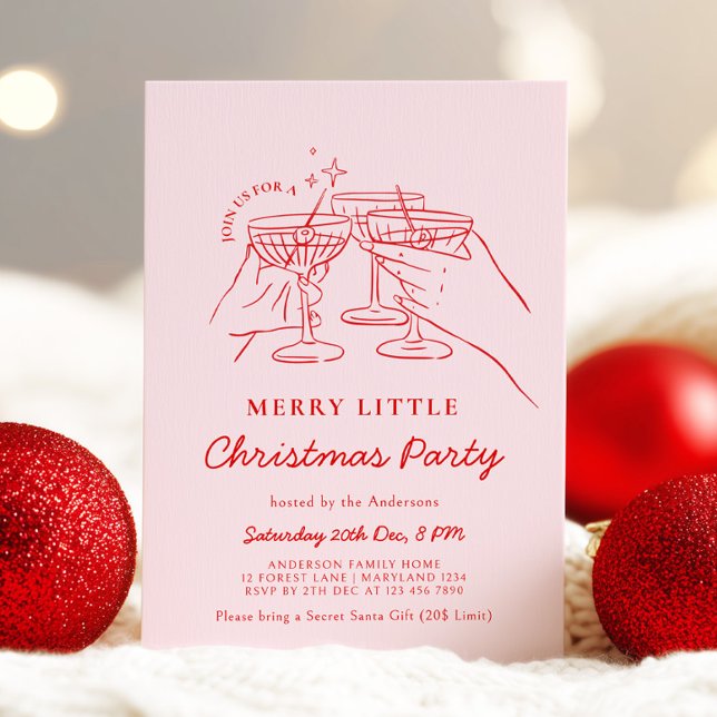 Invitación de fiesta de cócteles de Navidad dibuja (Subido por el creador)