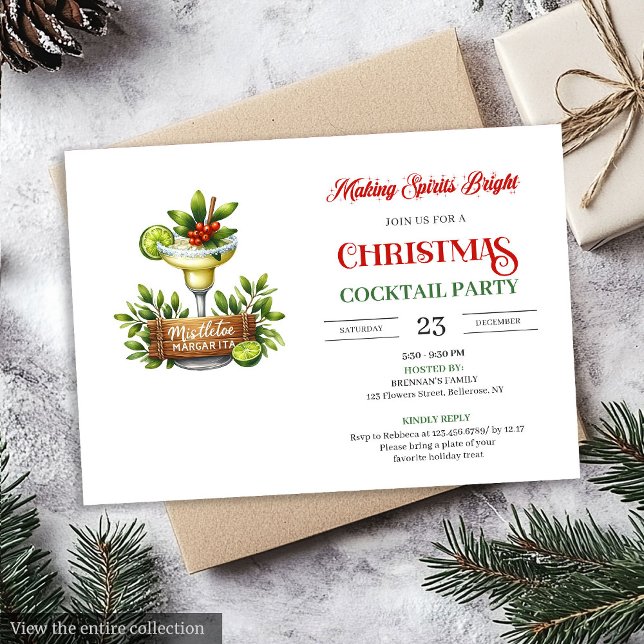 Invitación de fiesta de cócteles navideños diverti (Festive fun Christmas cocktails party invitation

)