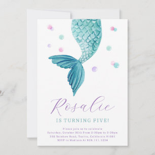 Invitación de fiesta de cola de sirena bajo el mar
