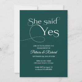 Invitación de fiesta de compromiso Chic She Said Y