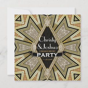 Invitación de fiesta de compromiso con brillo y gl