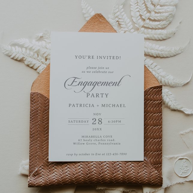 Invitación de fiesta de compromiso con caligrafía  (Subido por el creador)