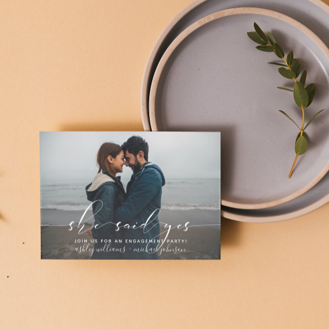 Invitación de fiesta de compromiso con caligrafía  (Engaged & Excited! Join Us for the Party 🥂💍 [Personalize Here])