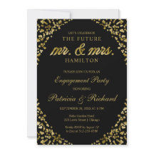 Invitación de fiesta de compromiso con confeti de