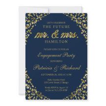 Invitación de fiesta de compromiso con confeti dor