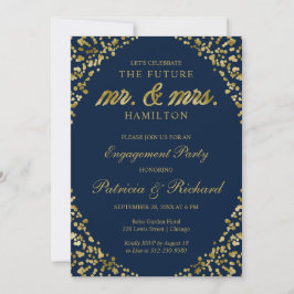 Invitación de fiesta de compromiso con confeti dor