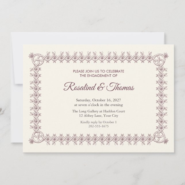 Invitación de fiesta de compromiso con entrelazado (Anverso)