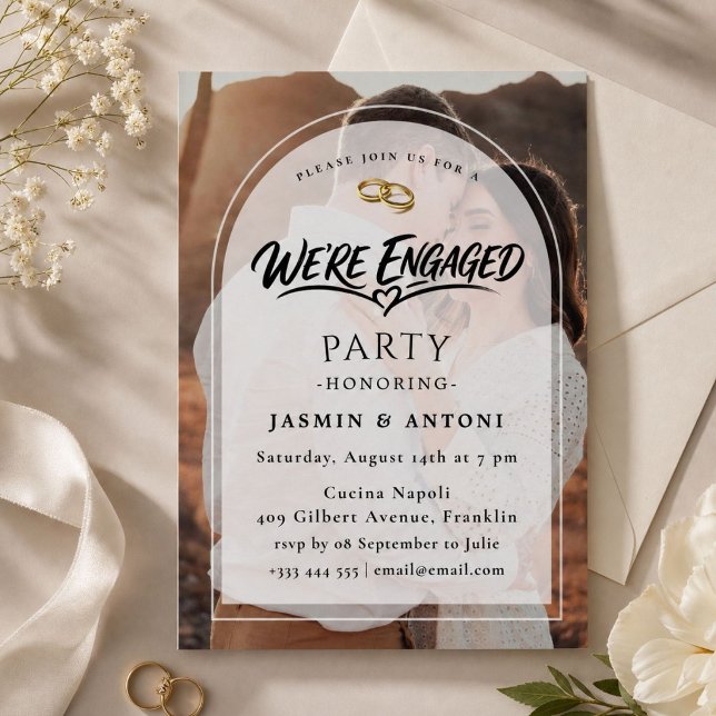 Invitación de fiesta de compromiso con foto (Subido por el creador)