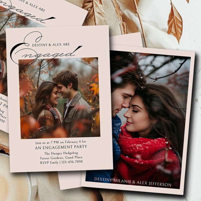 Invitación de fiesta de compromiso con foto de Ele (Engagement Photo Invitation from the Engagement Party Invitations collection by Darling & May)