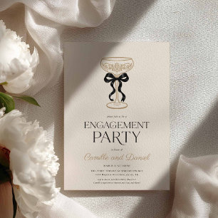 Invitación de fiesta de compromiso con lazos y bur