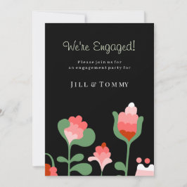 Invitación de fiesta de compromiso de boda de flor