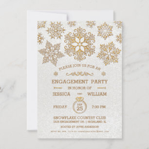 Invitación de fiesta de compromiso de copo de niev