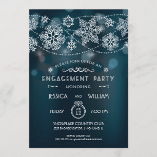 Invitación de fiesta de compromiso de copo de niev