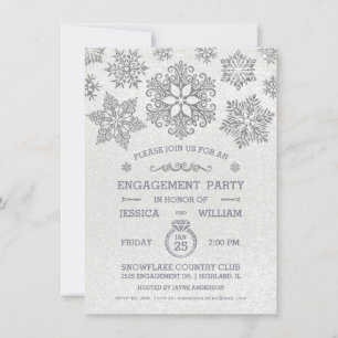 Invitación de fiesta de compromiso de copo de niev