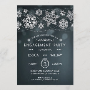 Invitación de fiesta de compromiso de copo de niev