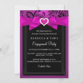 Invitación de fiesta de compromiso de corazón romá