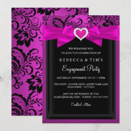 Invitación de fiesta de compromiso de corazón romá