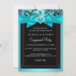 Invitación de fiesta de compromiso de corazón romá