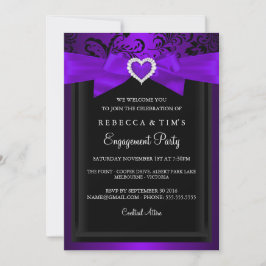 Invitación de fiesta de compromiso de corazón romá