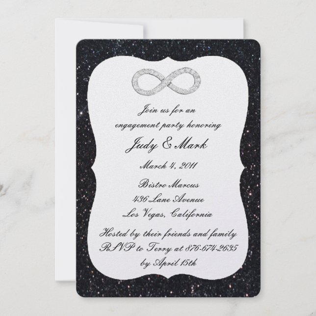 Invitación de fiesta de compromiso de diamante de  (Anverso)