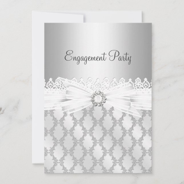 Invitación de fiesta de compromiso de diamante y e (Anverso)