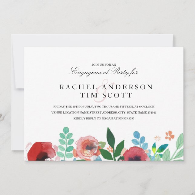 Invitación de fiesta de compromiso de flores en ac (Anverso)