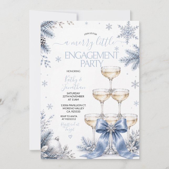 Invitación de fiesta de compromiso de invierno una (Anverso)