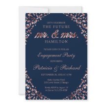 Invitación de fiesta de compromiso de Rosa Azul Do