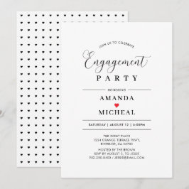 Invitación de fiesta de compromiso de tipografía m
