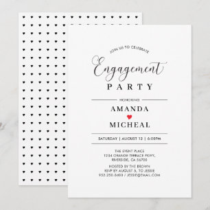 Invitación de fiesta de compromiso de tipografía m