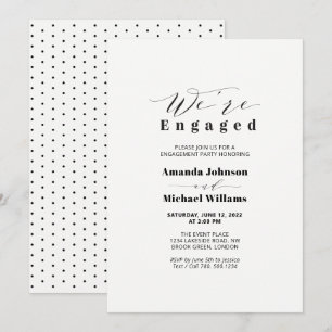 Invitación de fiesta de compromiso de tipografía m