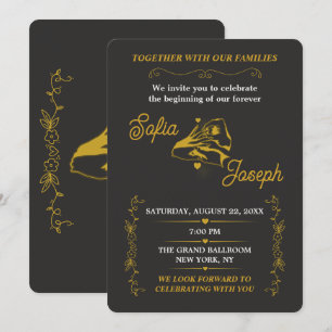 Invitación de fiesta de compromiso editable de oro