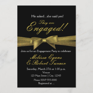 Invitación de fiesta de compromiso elegante con la