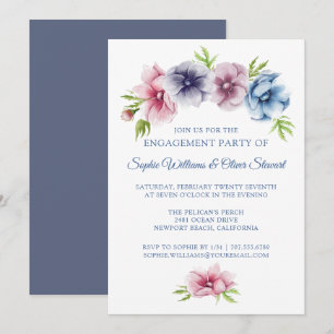 Invitación de fiesta de compromiso floral de anémo