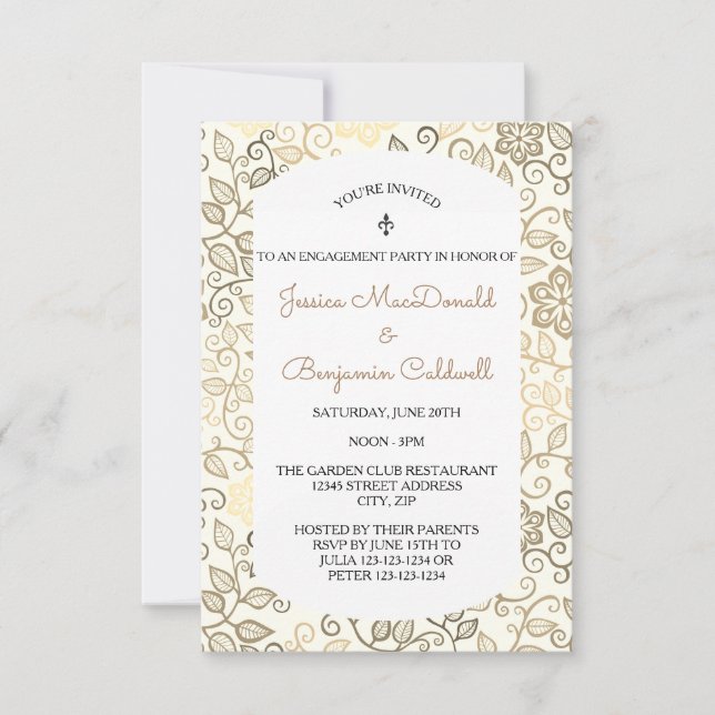Invitación de fiesta de compromiso Floral Pattern  (Anverso)