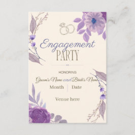 Invitación de fiesta de compromiso floral púrpura