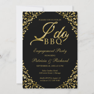 Invitación de fiesta de compromiso Gold Black I D