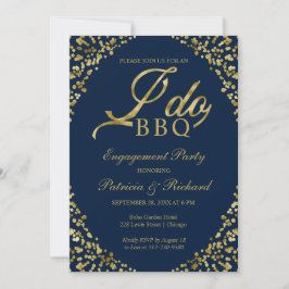 Invitación de fiesta de compromiso Gold Blue I DO